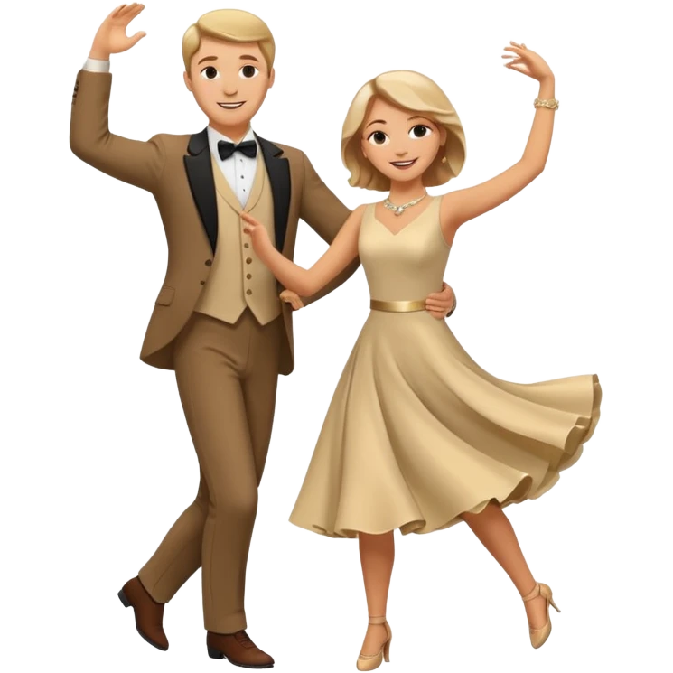 White Man and white woman dancing white emoji