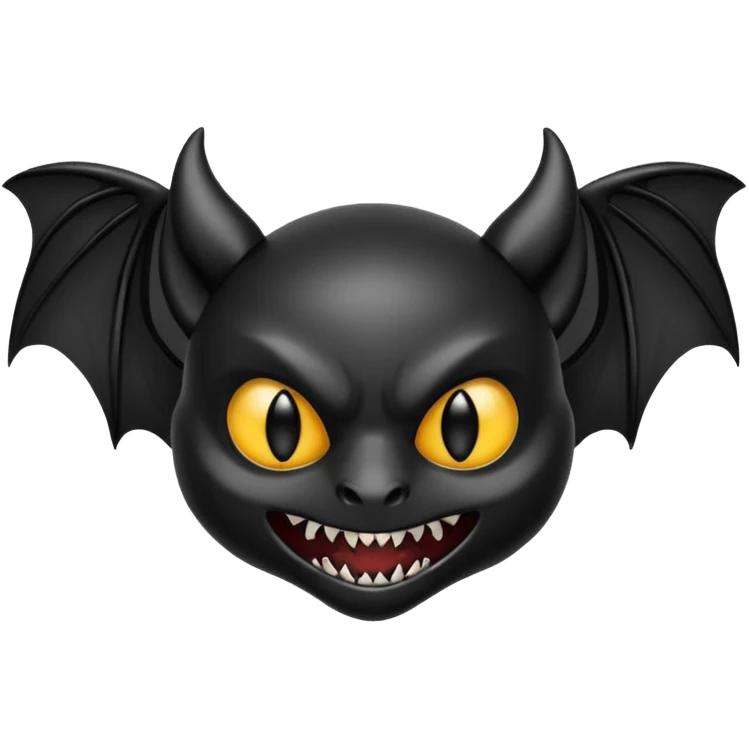 dark spooky badass cool shiny glossy smooth soft Black edgy Noivern-Noibat-Purloin-Torracat-Lykoi-Caracal-cat-Fakemon-fusion-hybrid-creature with bat wings on head as ears, big fangs, gothic markings emoji