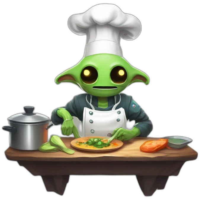alien chef scifi roguelike rpg style inspired by slay the spire digital art emoji