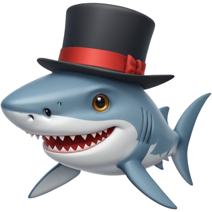 Shark with a top hat emoji