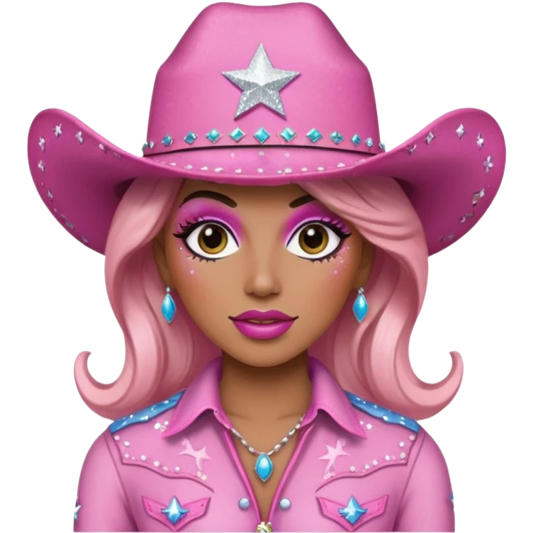 pink cowgirl glitter, drag emoji