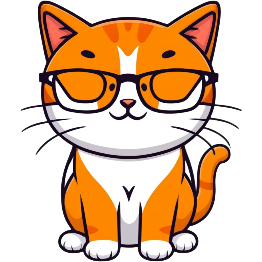 orange cat wearing eyeglasses emoji
