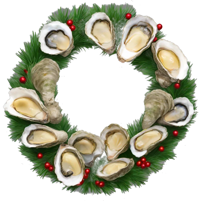 Christmas wreath with oysters emoji