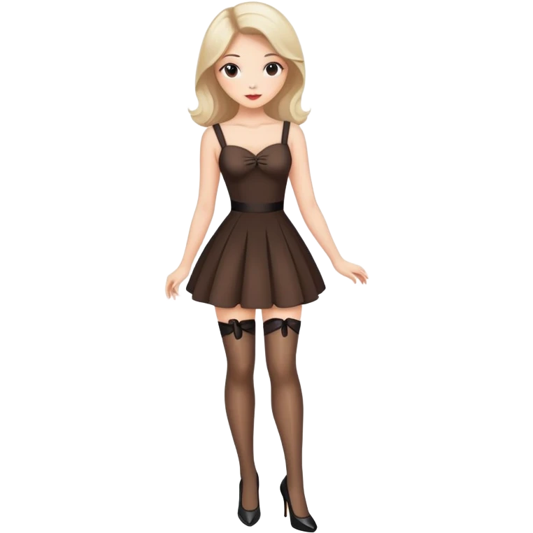Girl in a cute stylish dress wearing stockings and high heels emoji