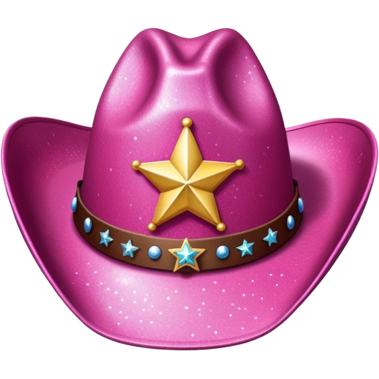 pink glittery cowgirl hat whit sherif star emoji