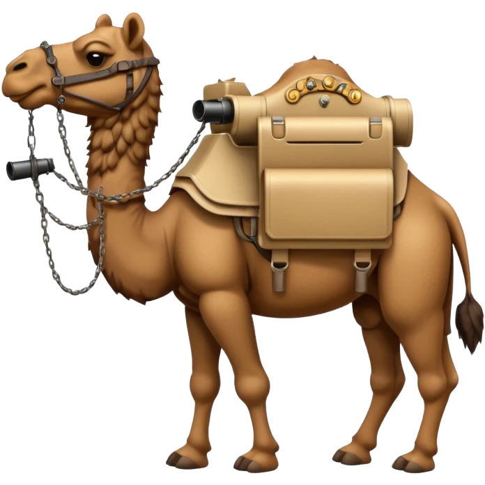 Angry Camel, he has machine gun attached to his back emoji