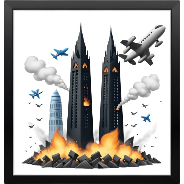 İkiz kulelere uçak çarpıyor emoji