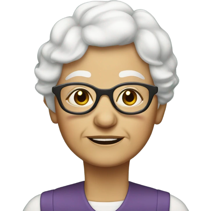 Little old lady with short white hair and big glasses emoji