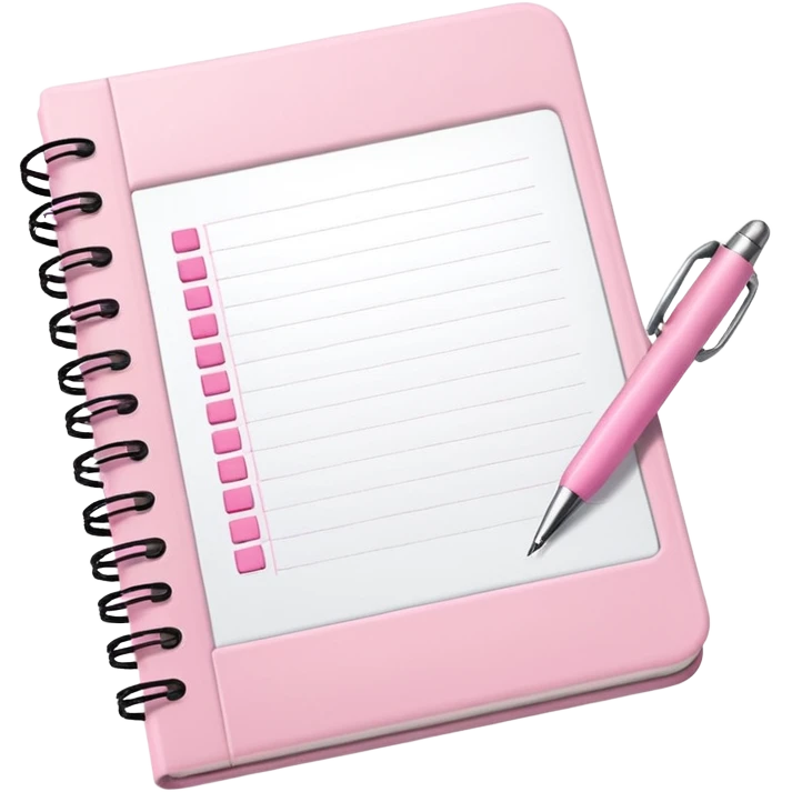 Light Pink Planner open notebook with pink pen emoji