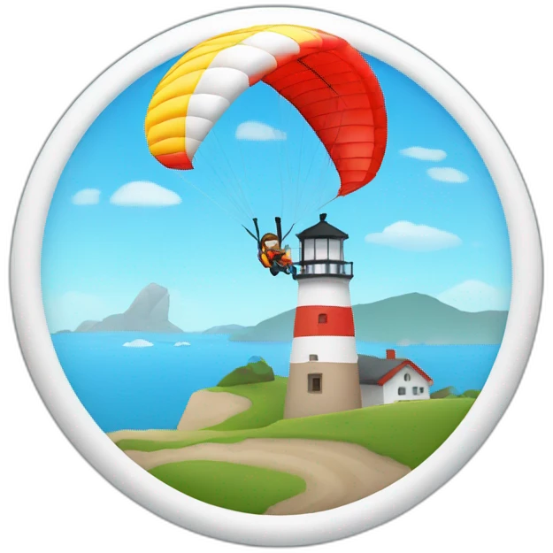 Paraglider and lighthouse emoji