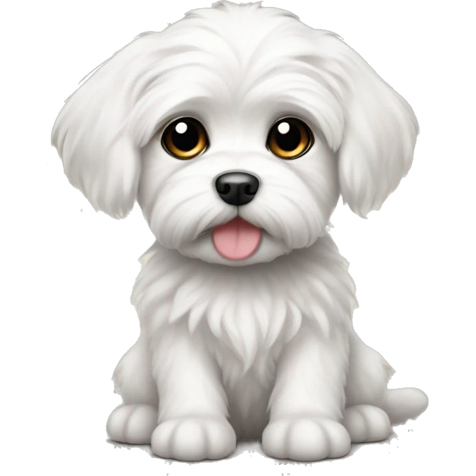 Cute Maltese puppy with dark eyes emoji