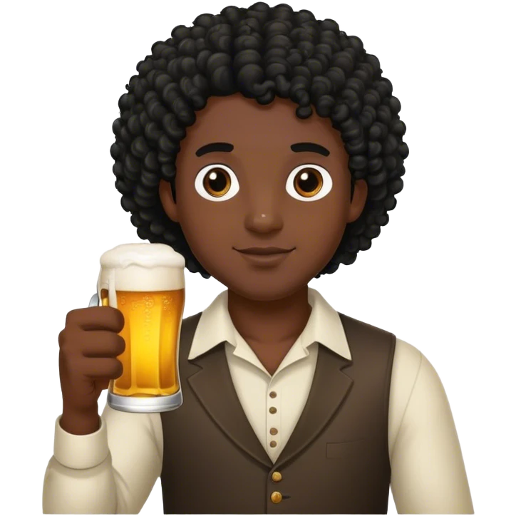 dark black guy holding beer curly hair  emoji