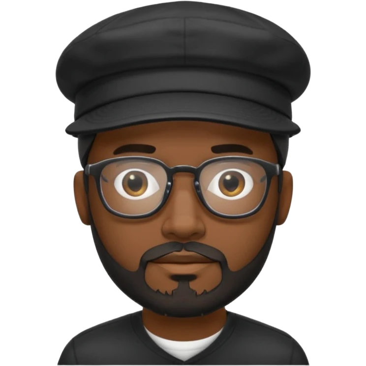 a dark guy with a goate and not bushy mustache and a beard and a cap worn backwards black too wearing glasses emoji