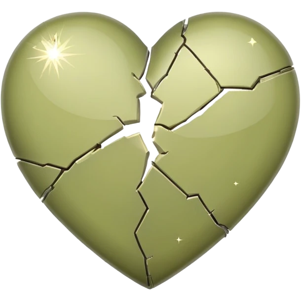 Pale olive broken heart with sparkles  emoji