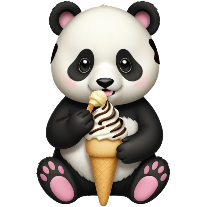 Panda eating ice cream emoji