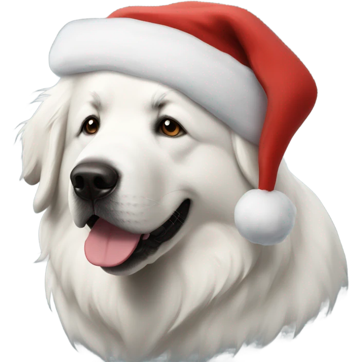 Great Pyrenees Dog with Santa Hat emoji