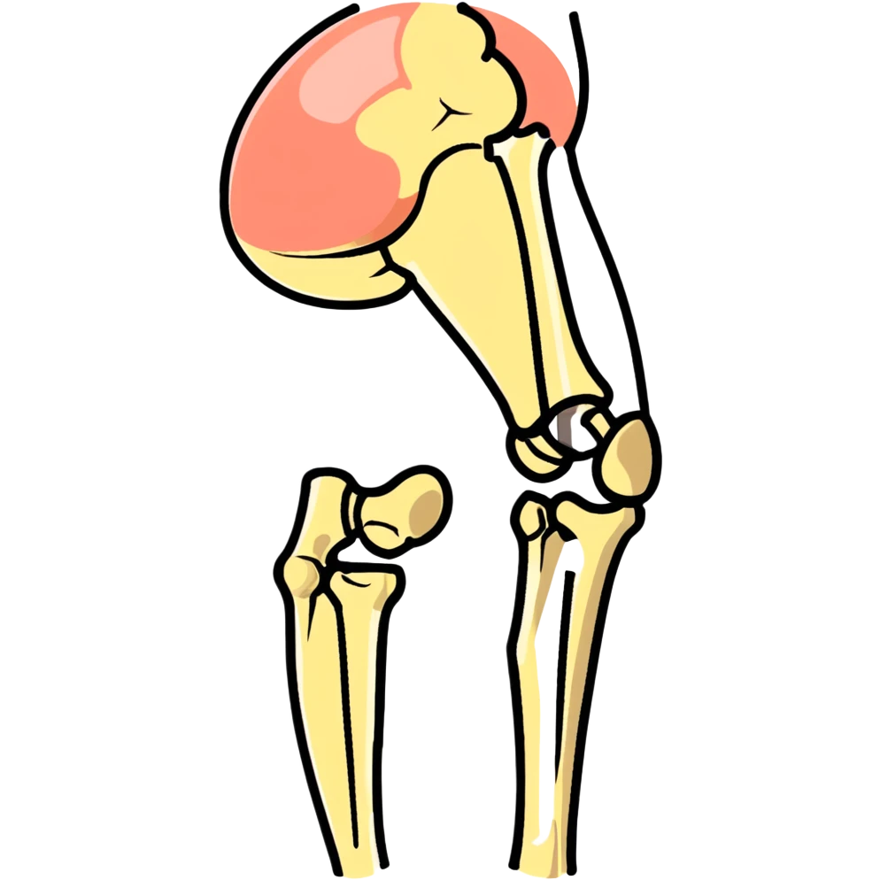 knee bones and joint, anatomical illustration emoji