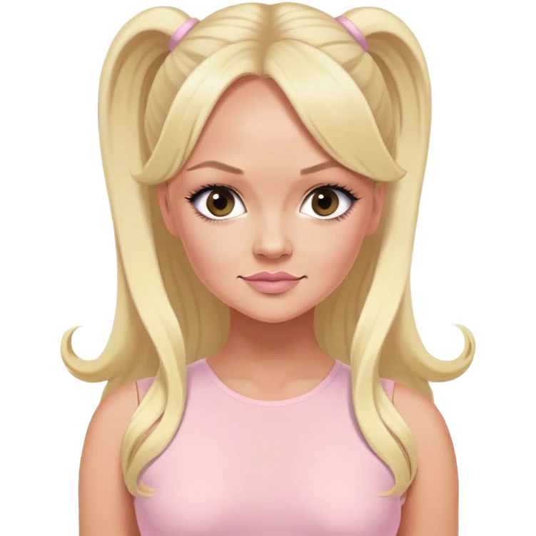 Emma bunton with long blonde ponytails wearing a light pink bodycon dress emoji