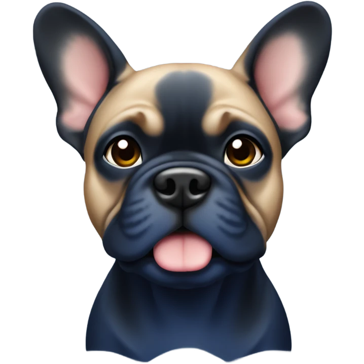 little French bull dog navy blue mixed with black with ears up emoji
