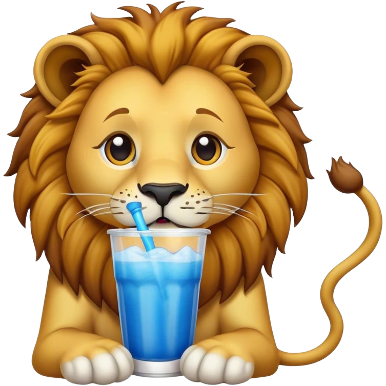 Lion drinking slushy  emoji