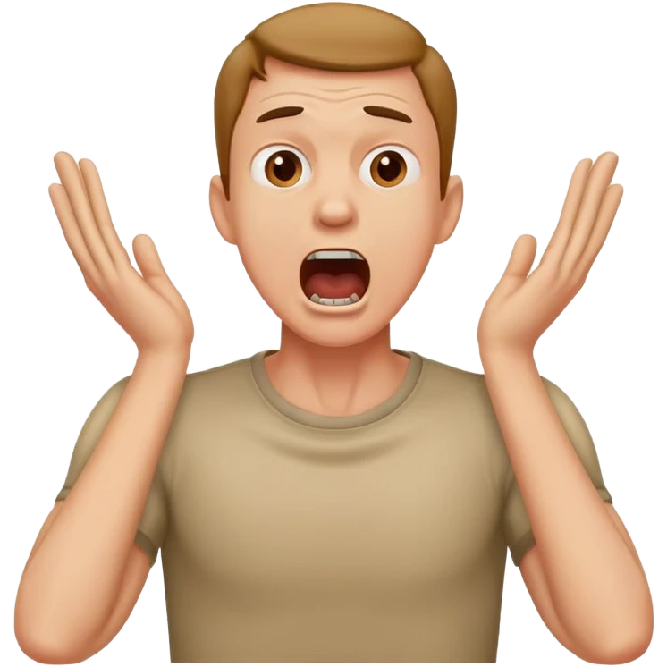 Guy yelling while grabbing his neck with both of his hands emoji