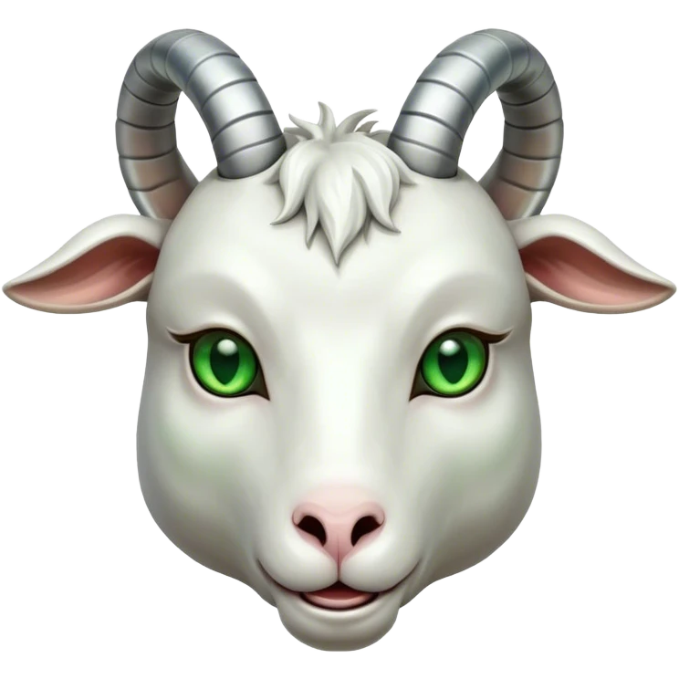 A Goat head in the terminator style green eye emoji