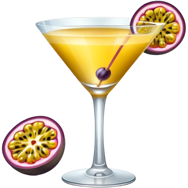 Passionfruit martini with half passionfruit emoji