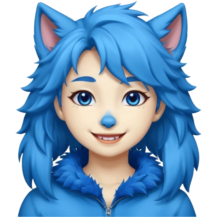 Blue colored wolf girl🐺  emoji