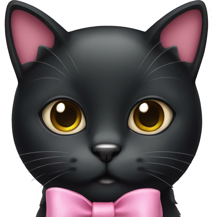 black cat wearing pink bow emoji