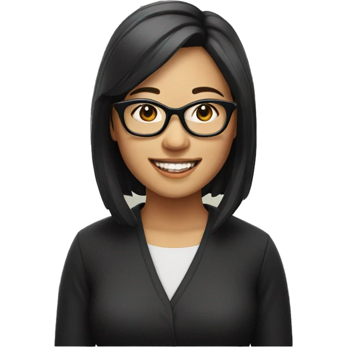 asian Woman in black glasses smiling  emoji