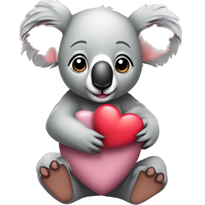 Bebé koala con corazones rosas emoji