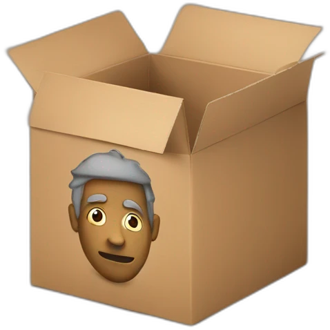 Homeless man in cardboard box emoji