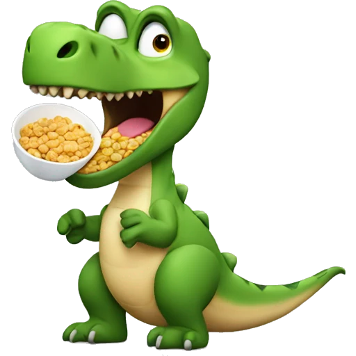 Dinosaur eating cereal emoji