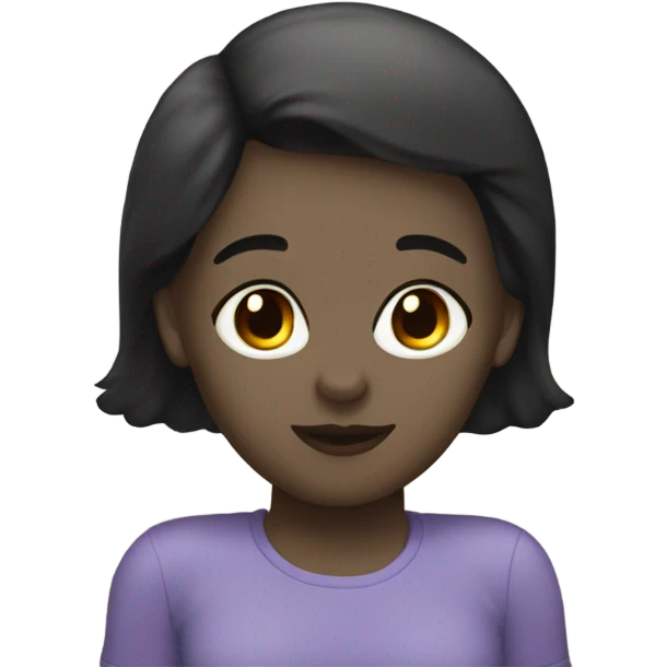 White girl dark hair kissing bald black man emoji