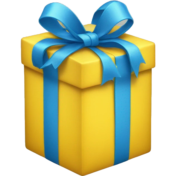blue and yellow present emoji