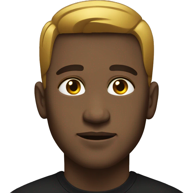 casual portrait of a male in black shirt with gold chain and short hair with a fade emoji