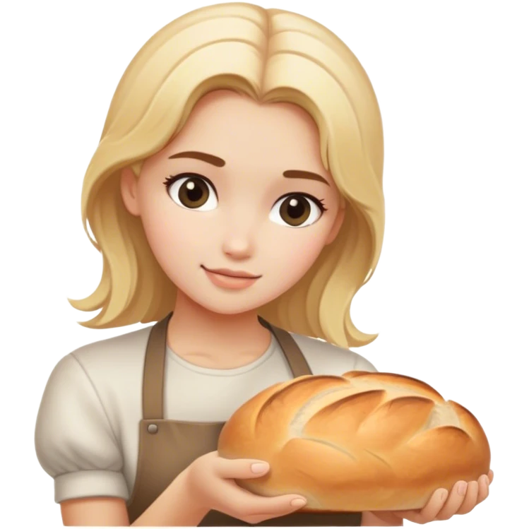 Blonde hair girl baking sourdough bread emoji