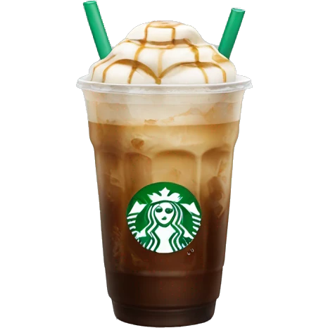 Starbuck ice coffee with ice cubes emoji
