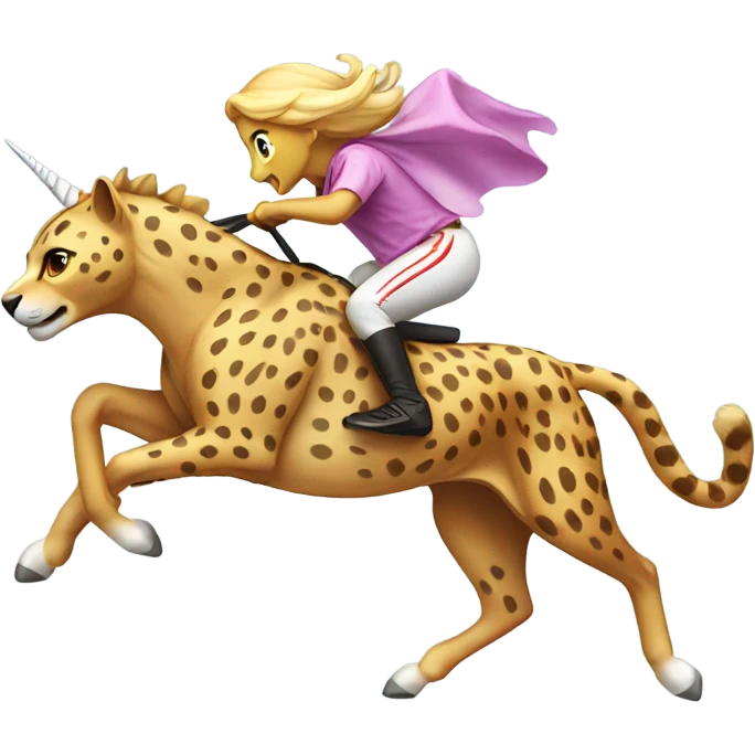 Cheetah racing a unicorn emoji
