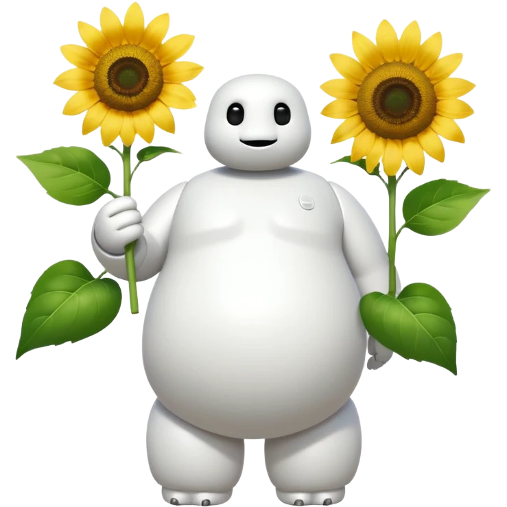 Baymax from Big Hero 6 holding unflower In one hand  emoji