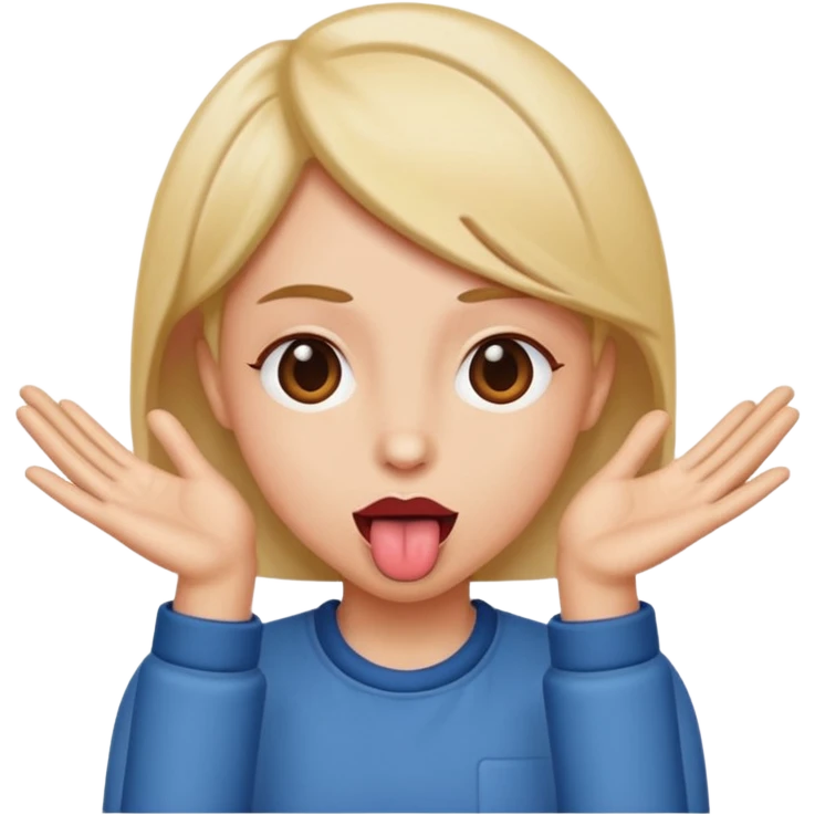 Tongue out with hands to the side emoji