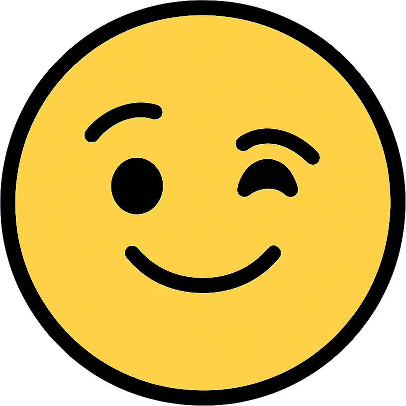 face emoji with one joined eyelash emoji