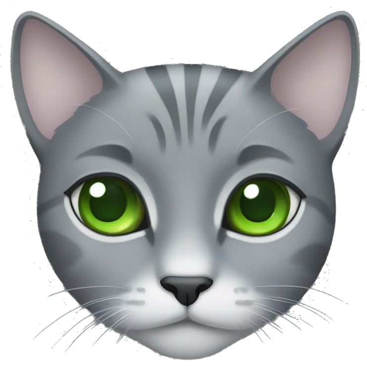 grey cat with green eyes emoji