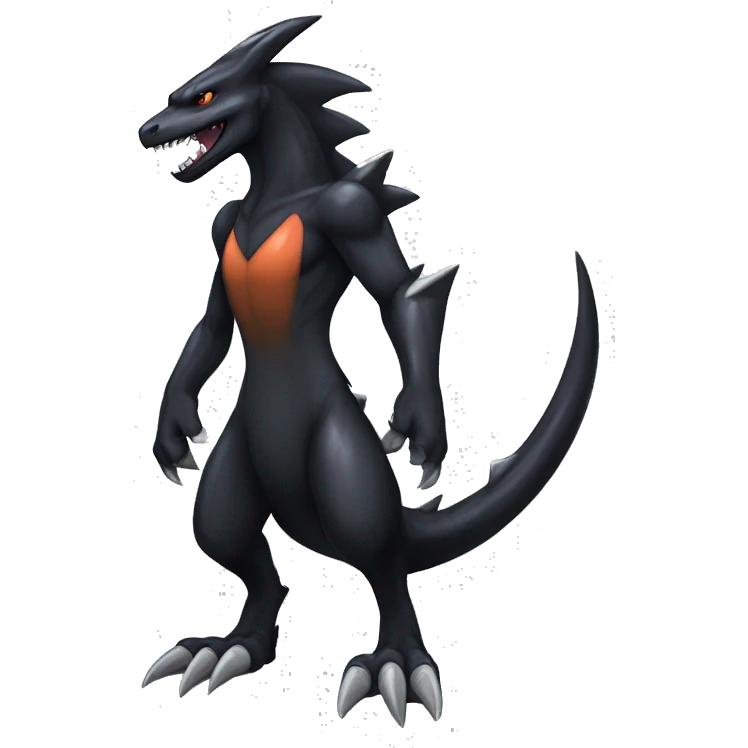 Black Cool Edgy Nargacuga-Garchomp-Houndoom-Sergal Fakémon with Edgy markings,  full body emoji