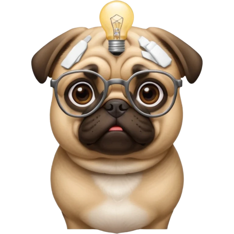 Pug with glasses and brainstorming  emoji
