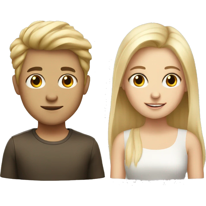 blonde girl and brunette boy emoji