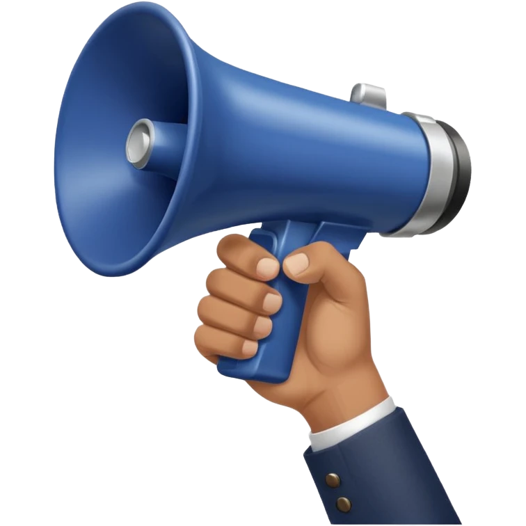 megaphone with male hand, collage style emoji