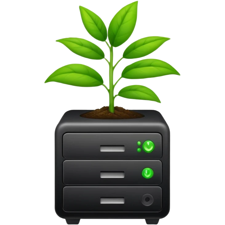 web hosting grow plan, server with growing green plant emoji