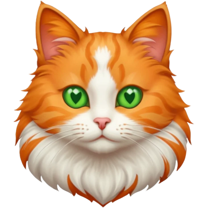 A cat with green eyes and a heart emoji