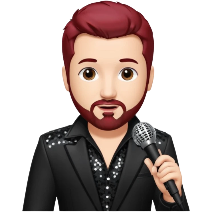 Joey Fatone from 'N Sync with dark red hair, black sequin outfit emoji
